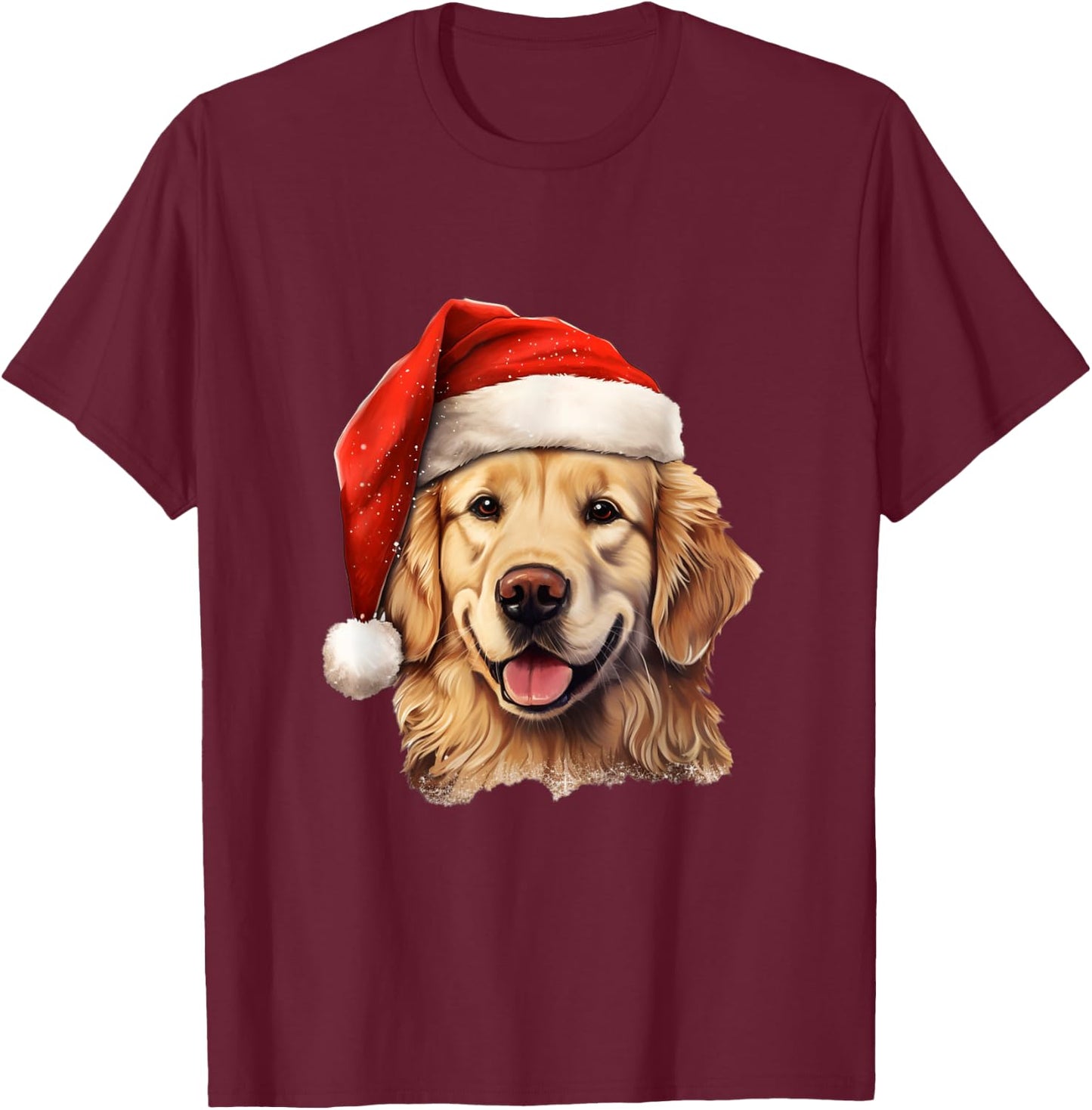 Christmas Golden Retriever - Golden Retriever Christmas T-Shirt - T-Shirt | Maroon