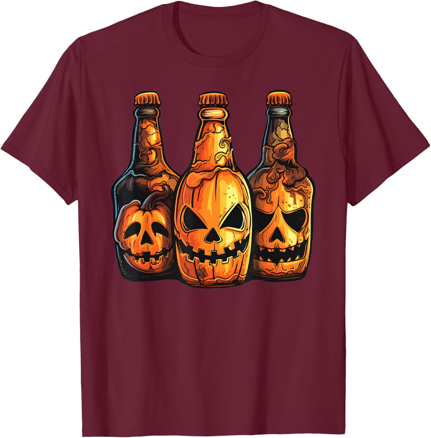 Pumpkin Beer Halloween Spooky Pumpkins Halloween Bar Crawl T-Shirt - T-Shirt | Maroon