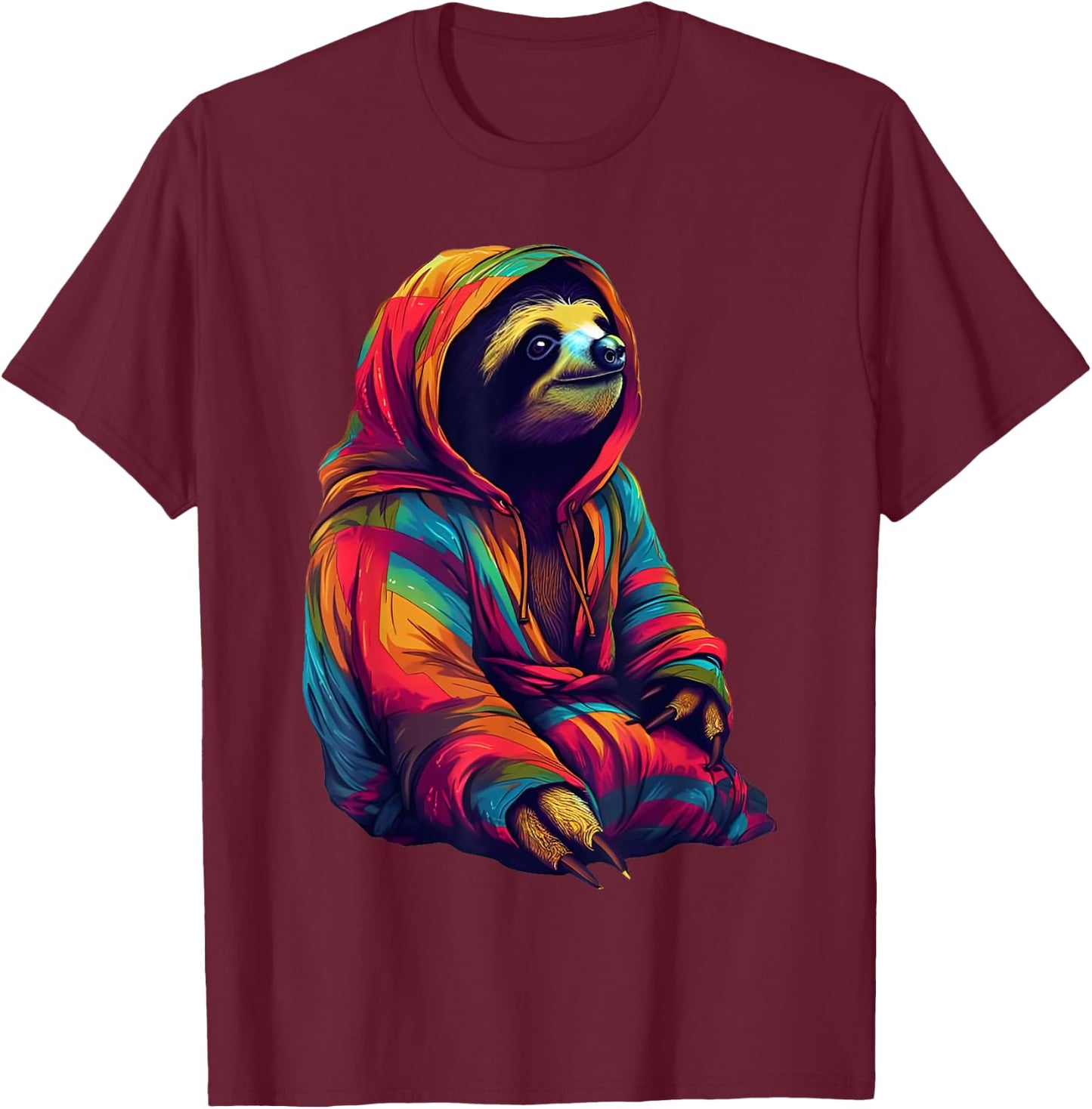 Zen Sloth T-Shirt - T-Shirt | Maroon