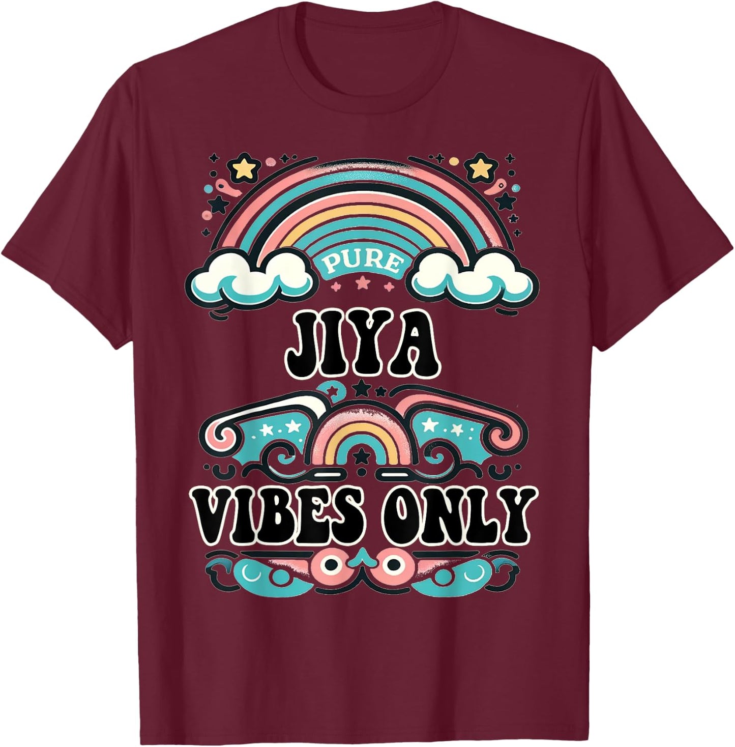 JIYA Vibes Only Cute Retro Girls JIYA Name T-Shirt - T-Shirt | Maroon