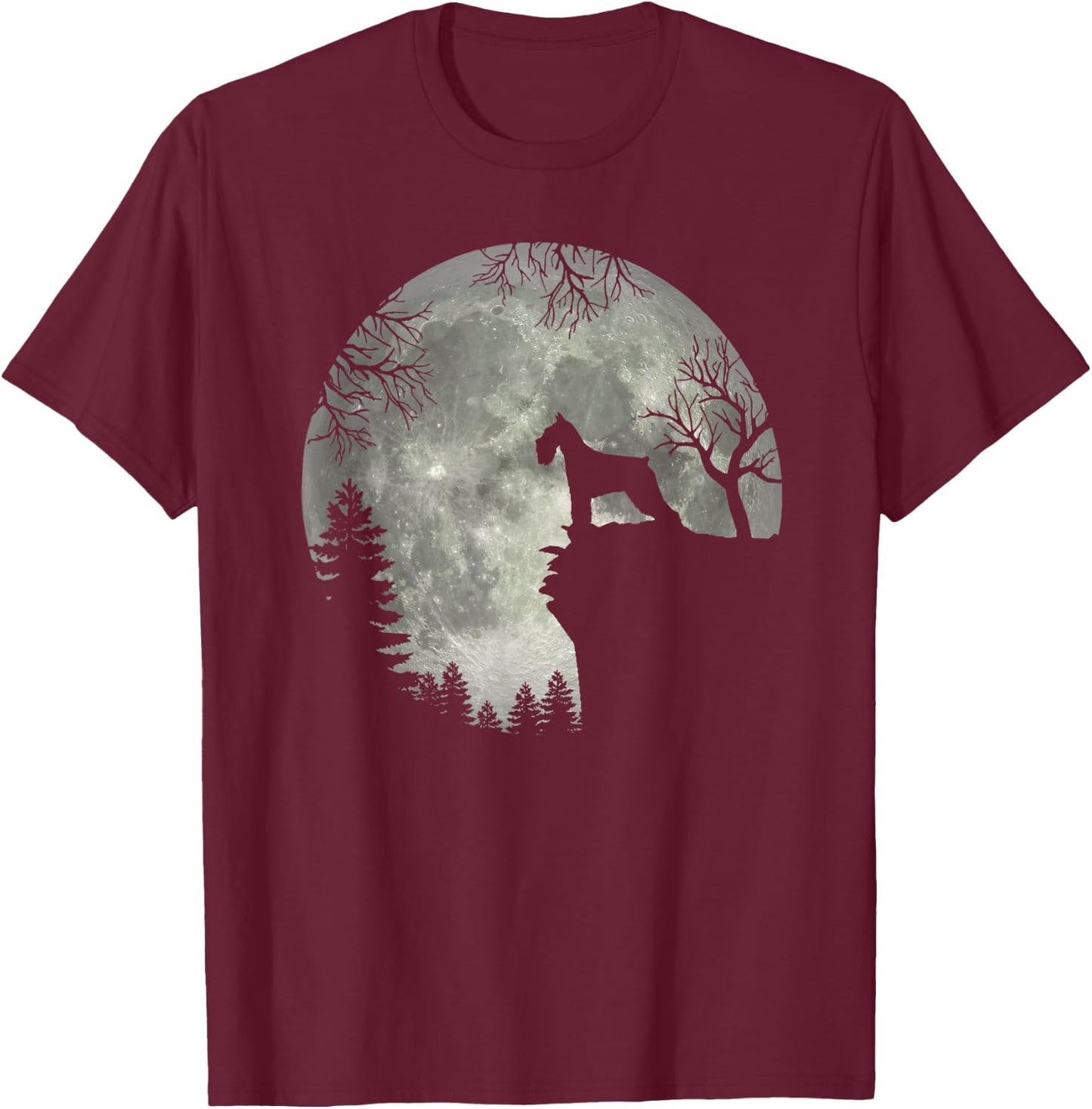 Standard Schnauzer And Moon Halloween T-Shirt - T-Shirt | Maroon