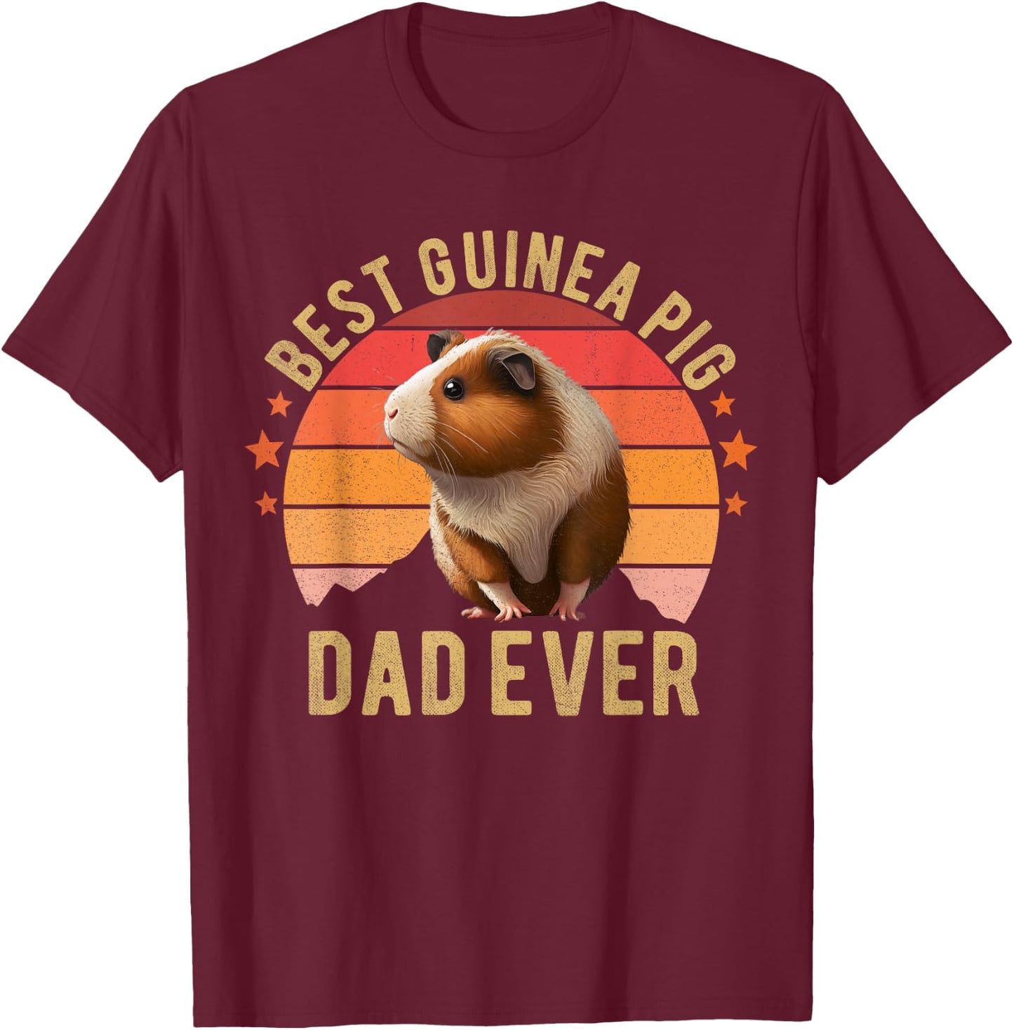 Best Guinea Pig Dad Ever Guinea Pig Shirt Furry Potato Cavy T-Shirt - T-Shirt | Maroon