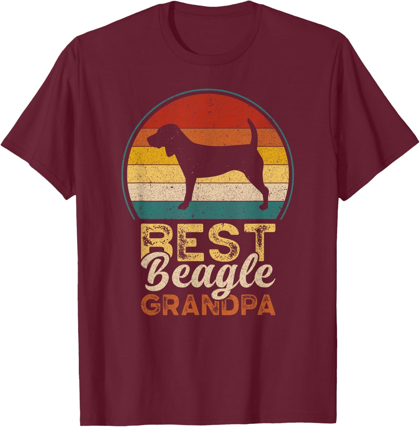 Best Beagle Grandpa, Father's Day, Grandfather Beagle T-Shirt - T-Shirt | Maroon