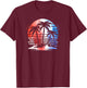 Red White Blue Retro Beach Palm Trees 4th of July Patriotic T-Shirt - T-Shirt | Maroon