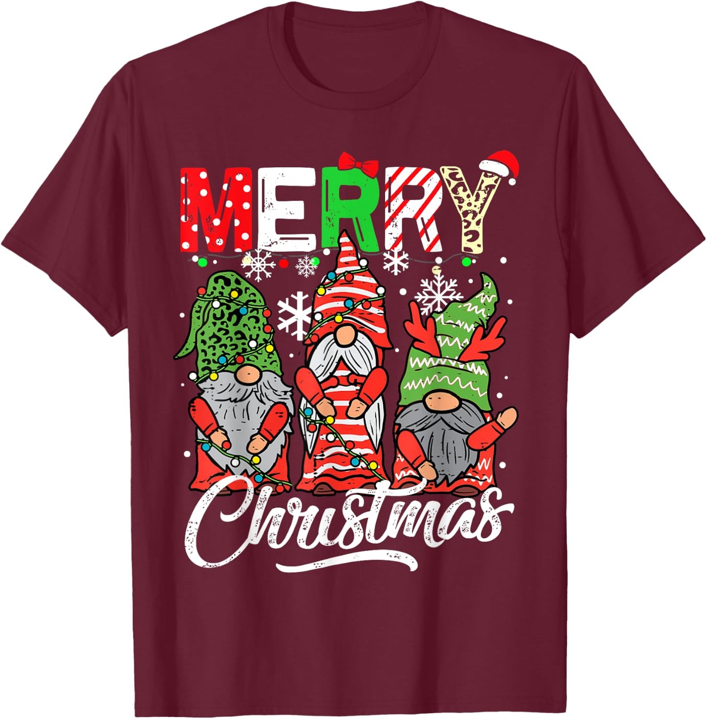 Merry christmas gnomes family pajamas matching women T-Shirt - T-Shirt | Maroon