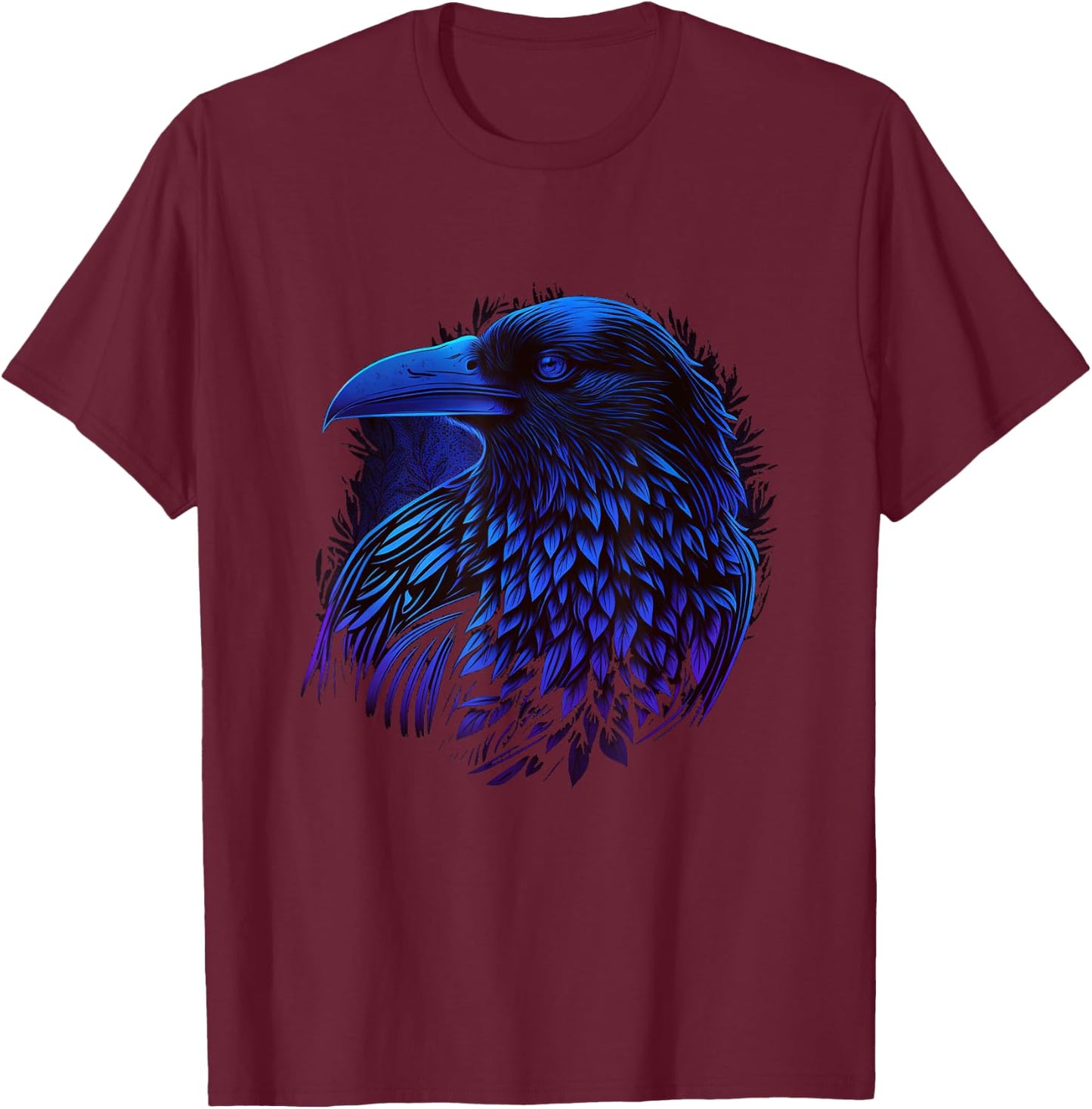 Raven Graphic Goth Black Crow T-Shirt - T-Shirt | Maroon