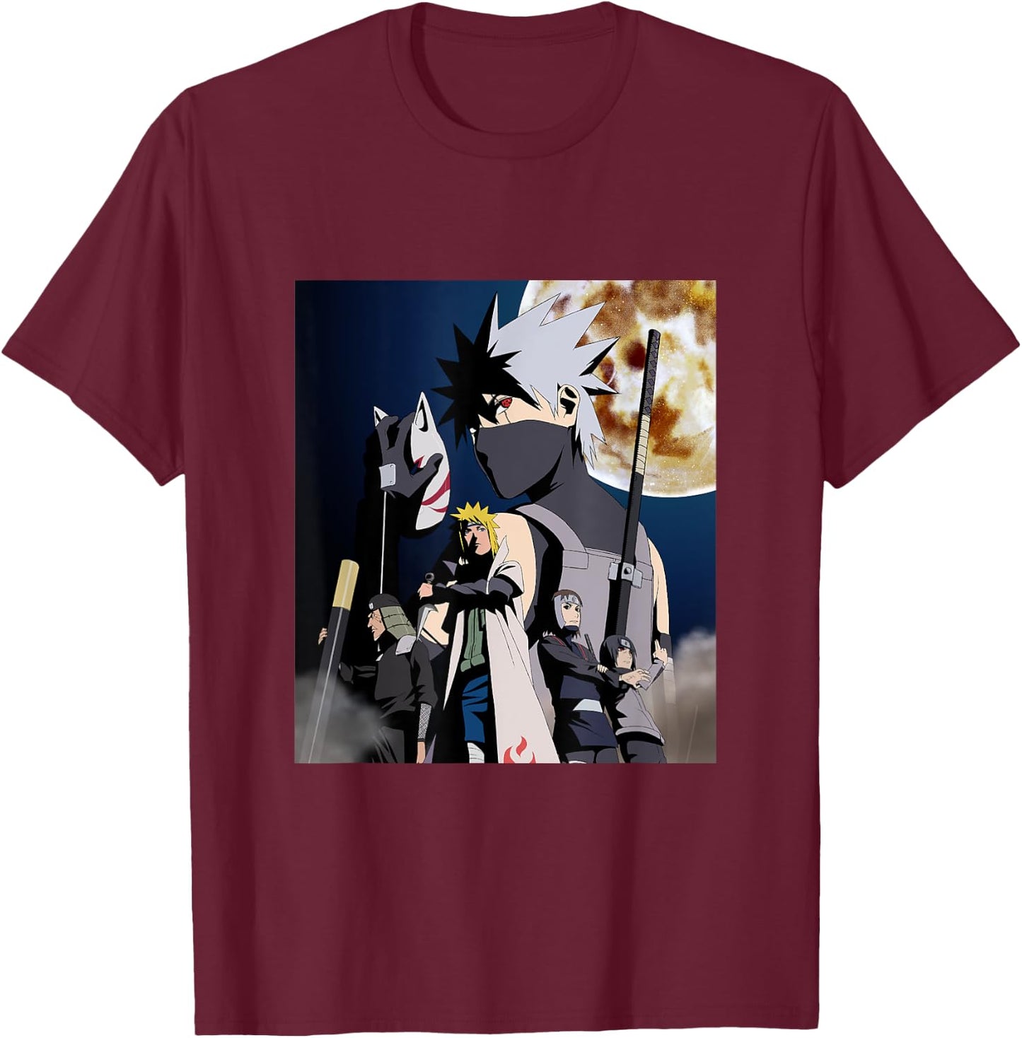 Naruto Shippuden Full Moon Hokage Clan Character Art T-Shirt - T-Shirt | Maroon