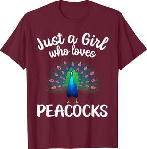 Funny Peacock Design For Girls Kids Youth Peacock Bird Lover T-Shirt - T-Shirt | Maroon