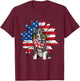 Blue Nose Pitbull American Flag Sunflower Dog Lovers 4th Of T-Shirt - T-Shirt | Maroon