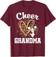 Cheer Grandma Leopard Heart Cheerleader T-Shirt - T-Shirt | Maroon
