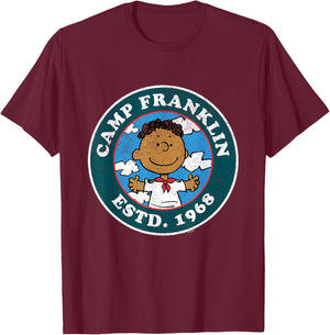 Peanuts - Camp Franklin Armstrong ESTD 1968 T-Shirt - T-Shirt | Maroon