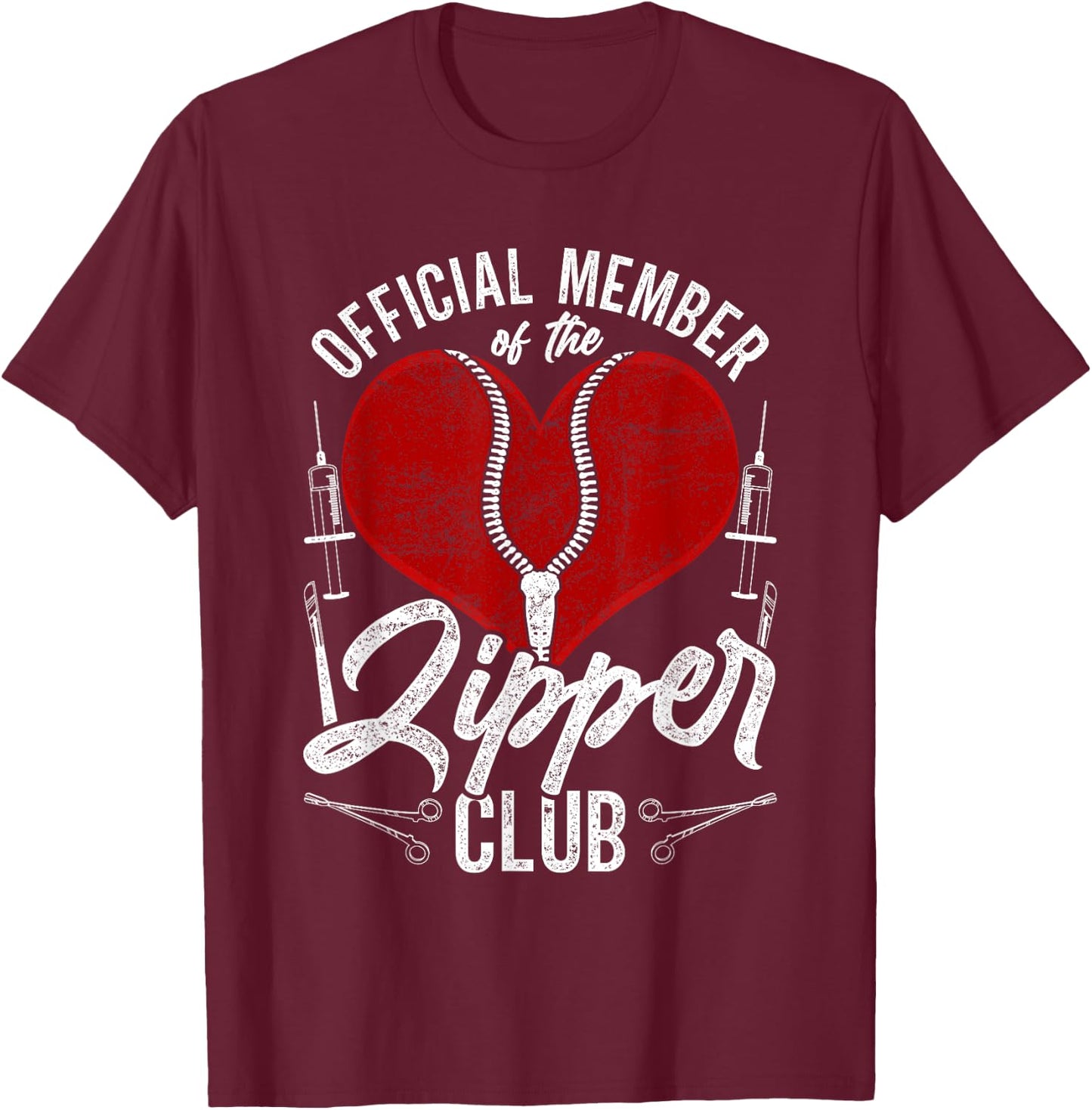 Official Member Of The Zipper Club Open Heart Surgery T-Shirt - T-Shirt | Maroon