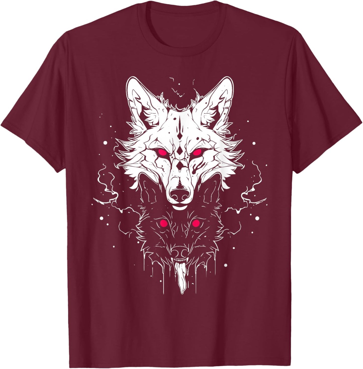 Occult Horror Witchy Gothic Furry Wolves | Wolf Fursona T-Shirt - T-Shirt | Maroon