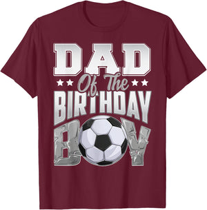 Dad Soccer birthday Boy Family Baller b-day Party T-Shirt - T-Shirt | Maroon