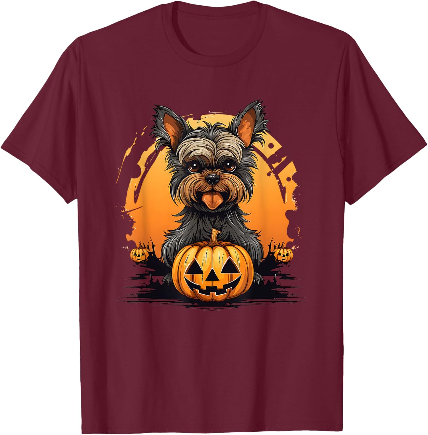 Halloween Dog Costume With Pumpkin Hocus Pocus T-Shirt - T-Shirt | Maroon