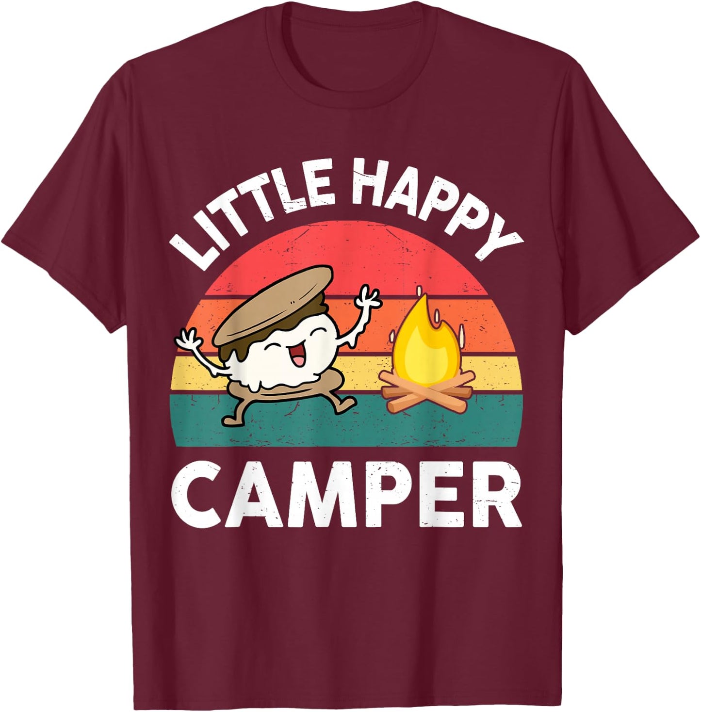 Kid Little Happy Camper Funny Boy Girl Toddler Smore Camping T-Shirt - T-Shirt | Maroon