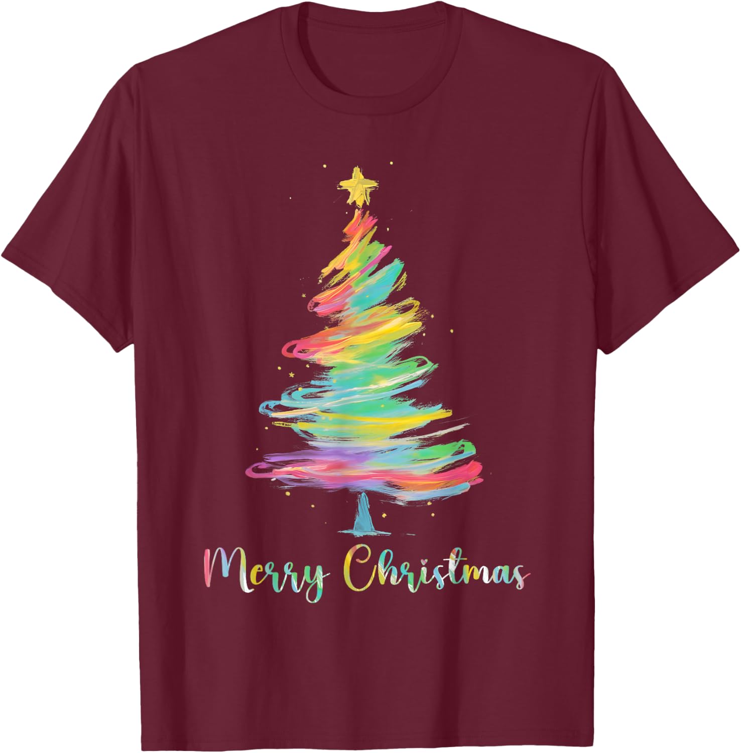 Merry Christmas Tree Matching Family Xmas Men Women Kids T-Shirt - T-Shirt | Maroon