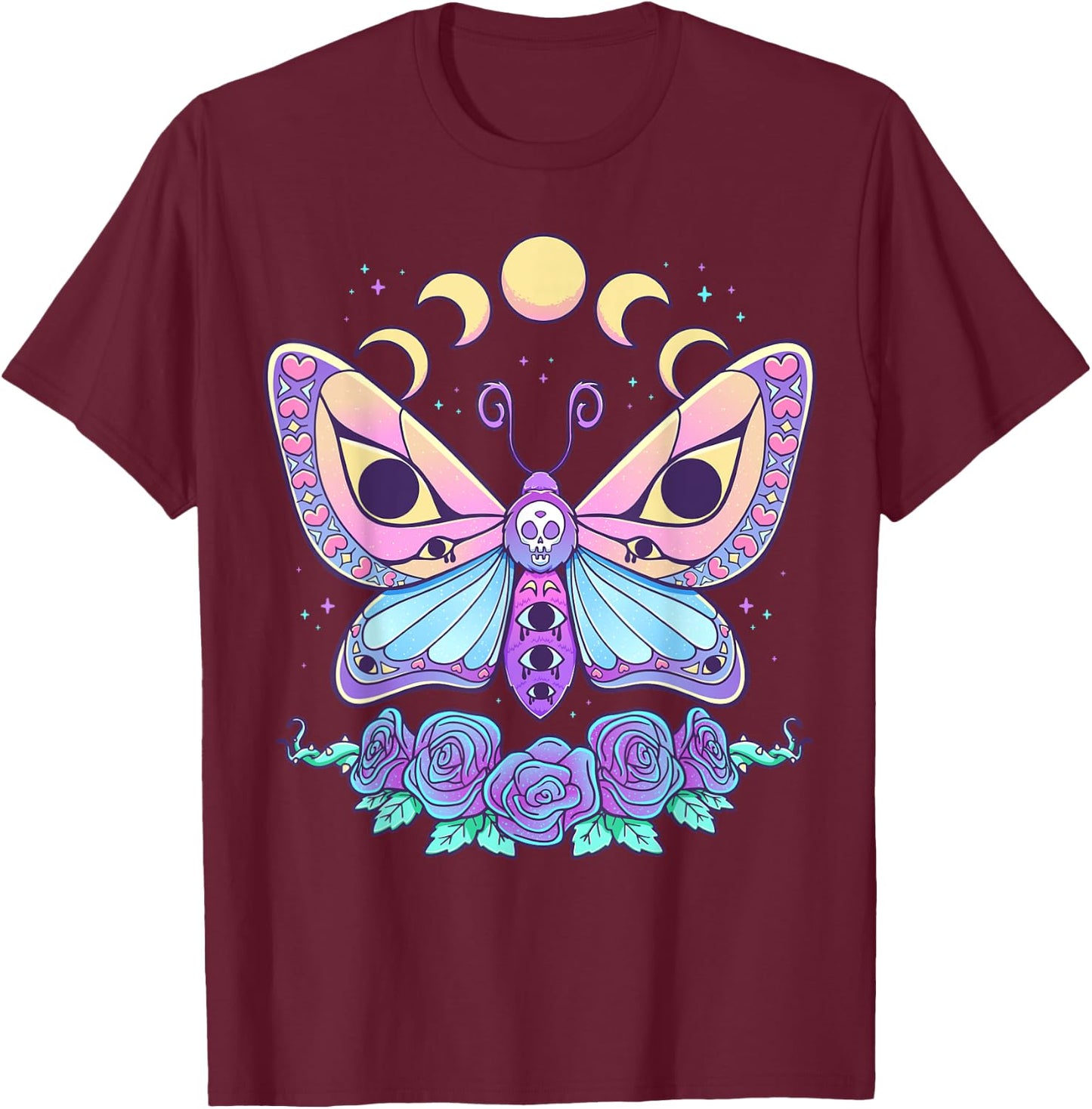 Pastel Goth Creepy Butterfly Moth Kawaii Emo Cute Nu Goth T-Shirt - T-Shirt | Maroon