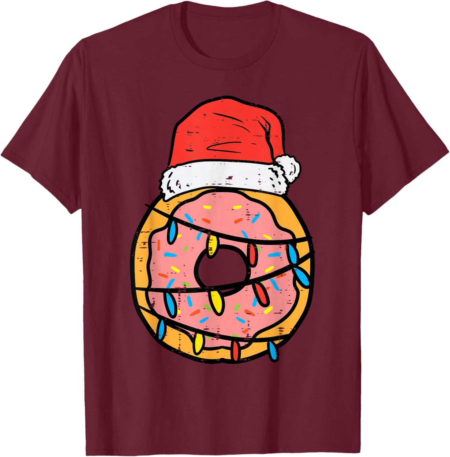 Christmas Donut Santa Cute Xmas Baking Baker Men Women Kids T-Shirt - T-Shirt | Maroon