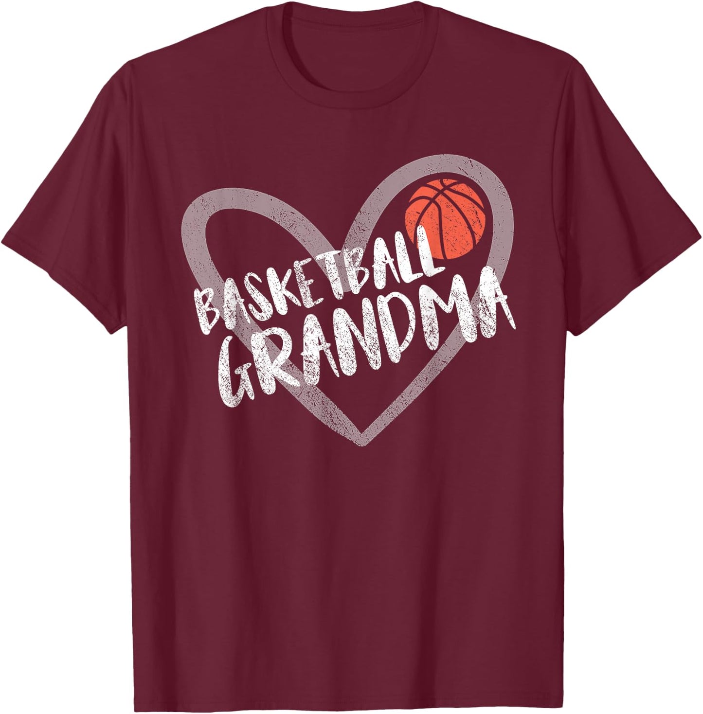Basketball Grandma Heart T-Shirt - T-Shirt | Maroon
