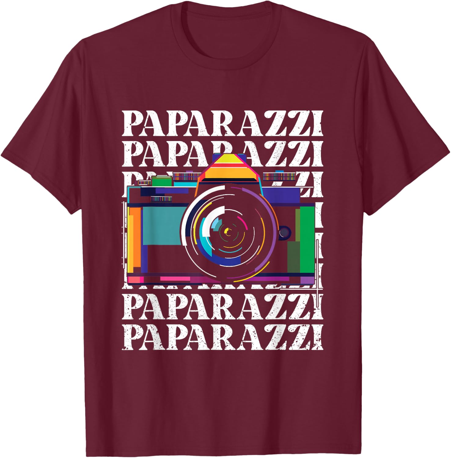 Paparazzi | Yellow Journalism Press | Photographer Camera T-Shirt - T-Shirt | Maroon