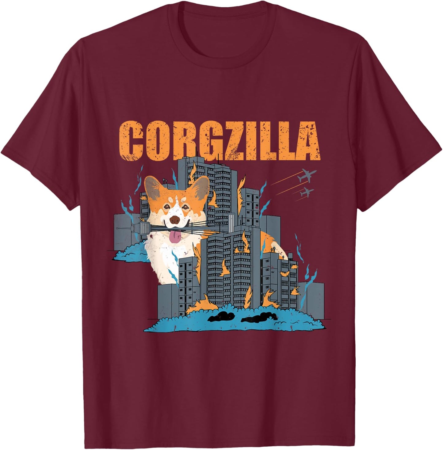 Corgzilla Funny Pembroke Welsh Corgi Pet Dog Lover Men Women Girls Kids T-Shirt - T-Shirt | Maroon