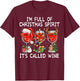 Red Wine Glass Drinking Christmas Spirits Family Pajama T-Shirt - T-Shirt | Maroon