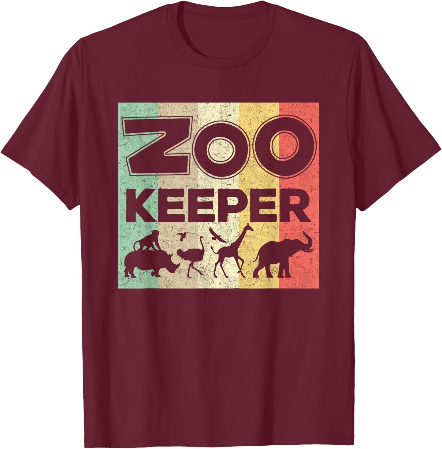 Zookeeper African Savanna Wildlife Animal T-Shirt - T-Shirt | Maroon