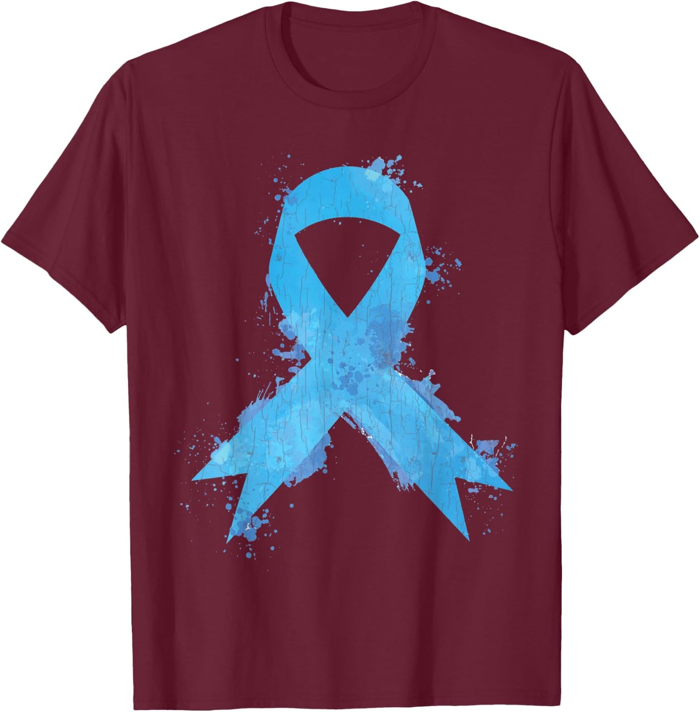 Light Blue Ribbon Pocket Prostate Cancer Awareness Graphic T-Shirt - T-Shirt | Maroon