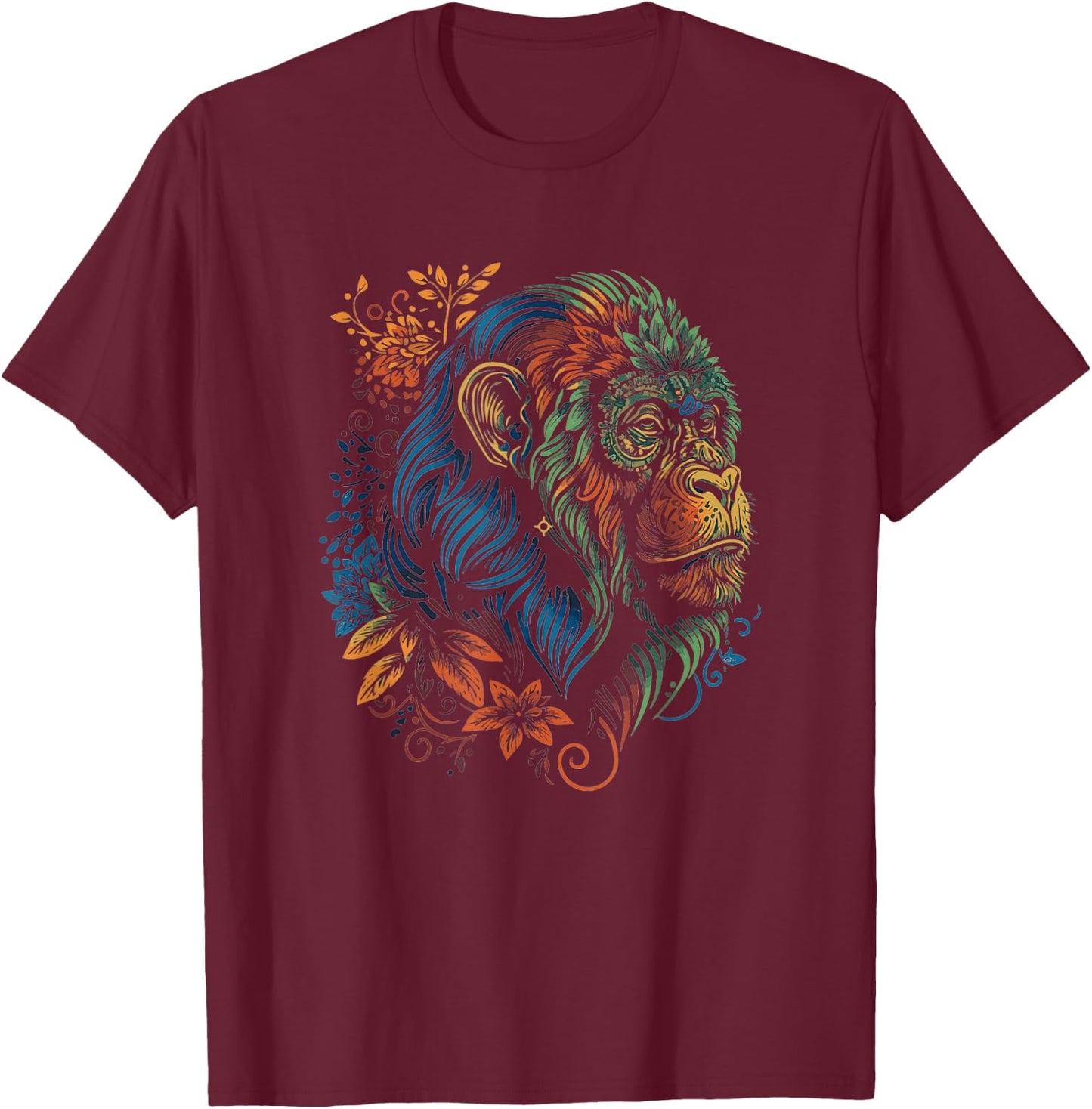 Artistic Abstract Howler Monkey Art Ape Lover Monkey T-Shirt - T-Shirt | Maroon