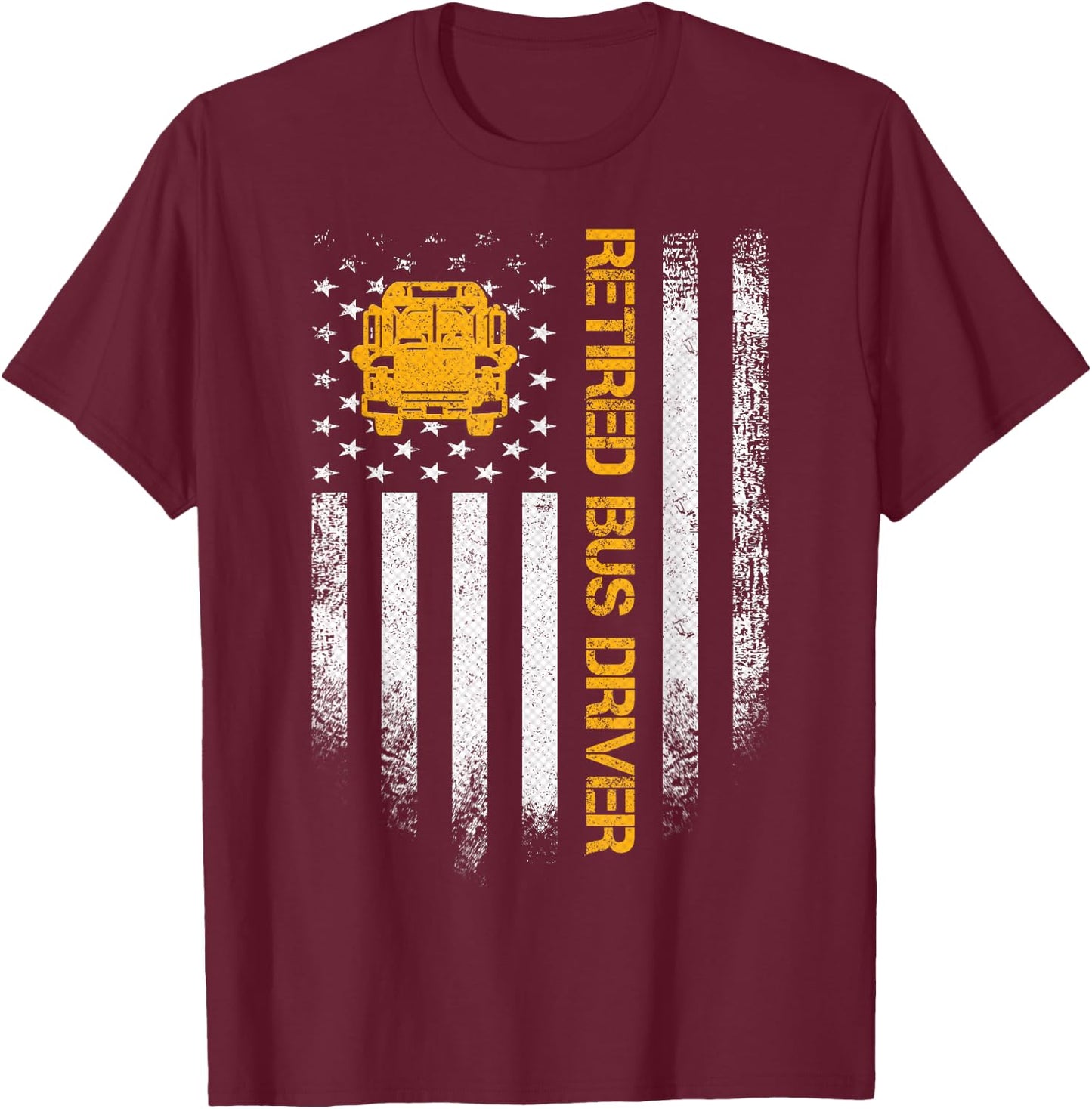 Vintage American Flag Retired School Bus Driver Retirement T-Shirt - T-Shirt | Maroon