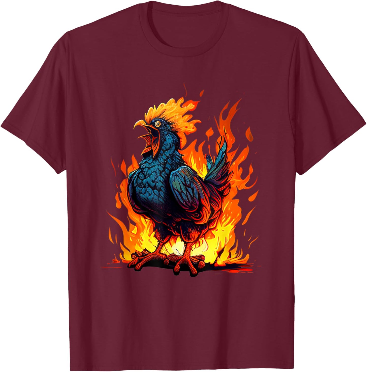 Angry Rooster for Hot Chicken and Hell Roosters Lovers T-Shirt - T-Shirt | Maroon