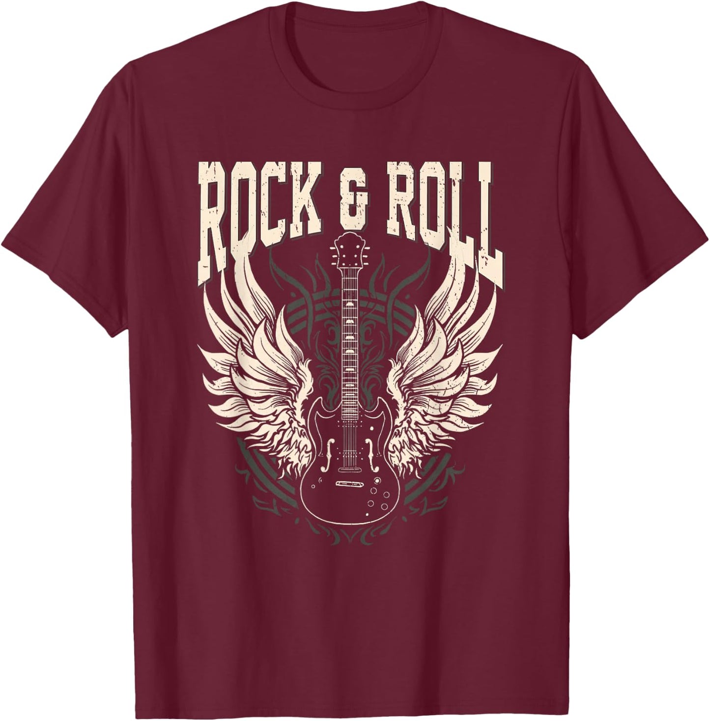 Rock and Roll Lover Gifts Cool Electric Guitar Concert Band T-Shirt - T-Shirt | Maroon