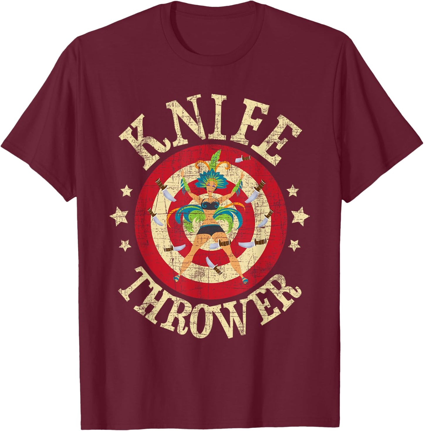 Knife Thrower - Circus Birthday Party Circus Costume Small T-Shirt - T-Shirt | Maroon