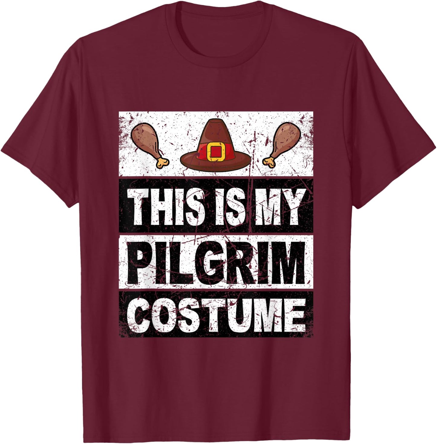 Retro Thanksgiving Shirt Pilgrim Costume Turkey Day Men Boys T-Shirt - T-Shirt | Maroon