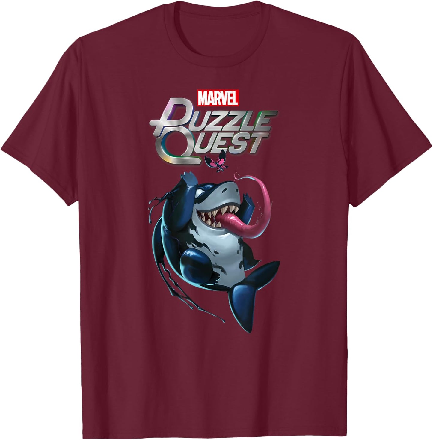 Marvel Puzzle Quest Jeff the Land Shark Jeffrey Symbiote T-Shirt - T-Shirt | Maroon