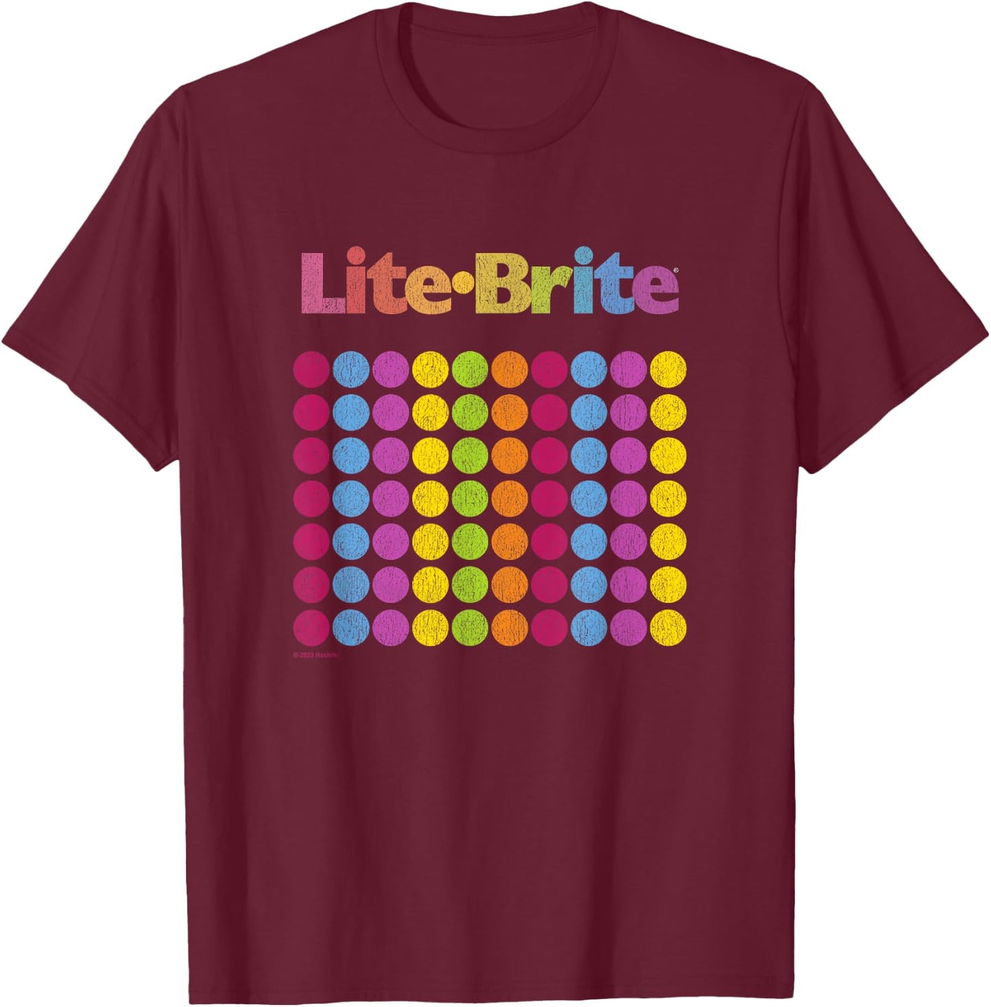Lite-Brite Classic Toy Vintage Rainbow Dot Retro Grid Logo T-Shirt - T-Shirt | Maroon