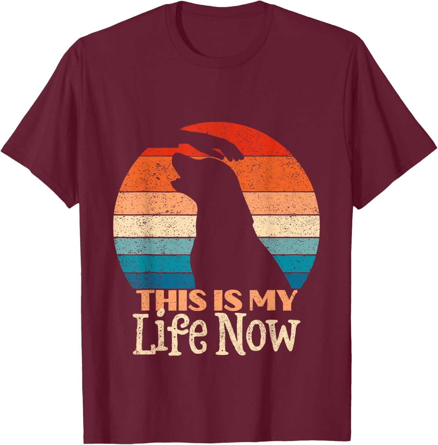 Distressed Retro Labrador Retriever This Is My Life Now T-Shirt - T-Shirt | Maroon