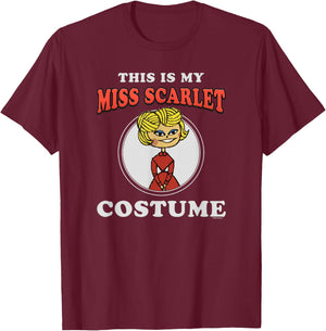 Clue This Is My Miss Scarlet Costume T-Shirt - T-Shirt | Maroon