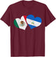 Mexico Nicaragua Hearts Mexican Nicaraguan Flag Pride Nica T-Shirt - T-Shirt | Maroon