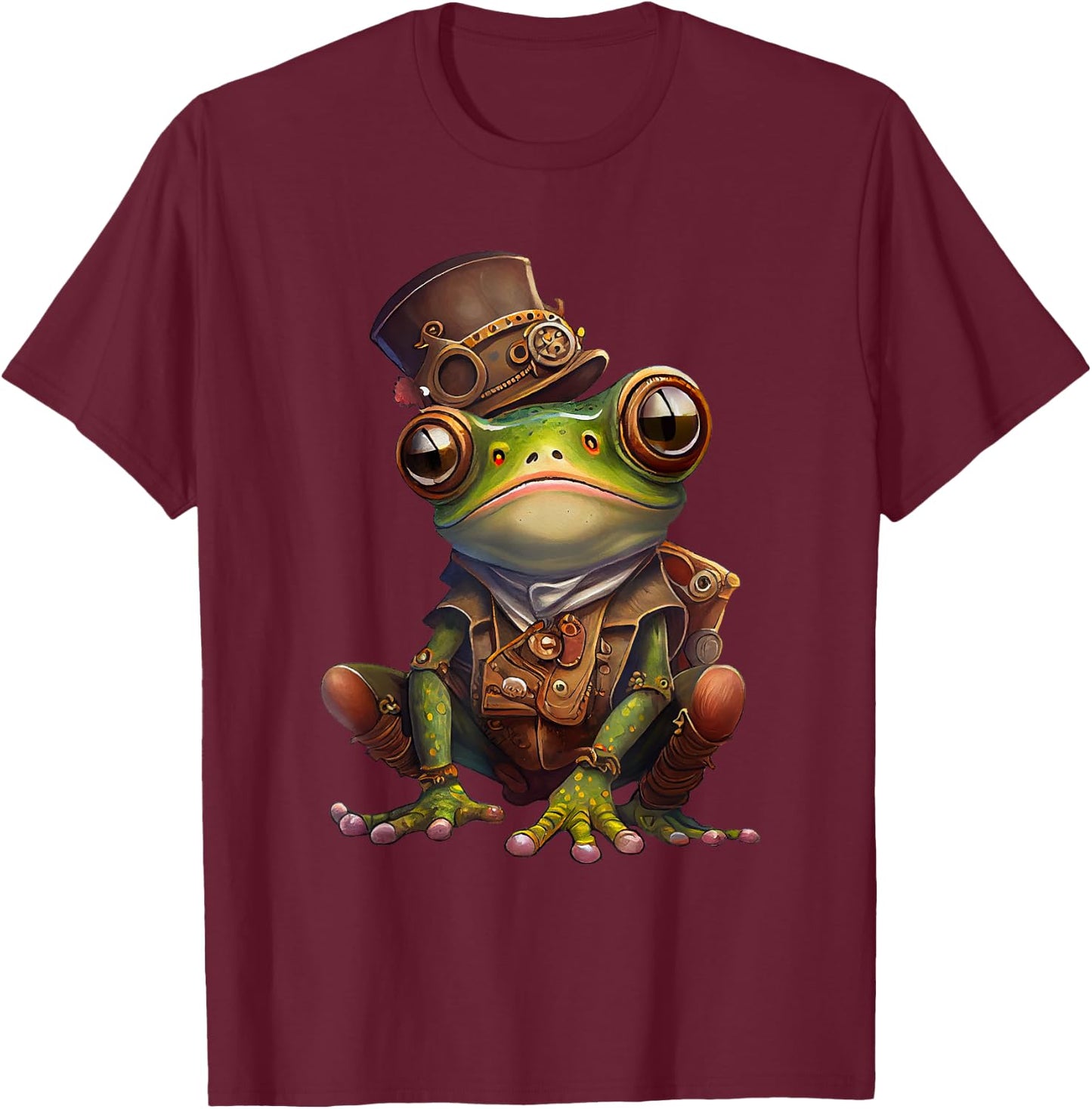 Steampunk frog engines power animals heart and soul T-Shirt - T-Shirt | Maroon