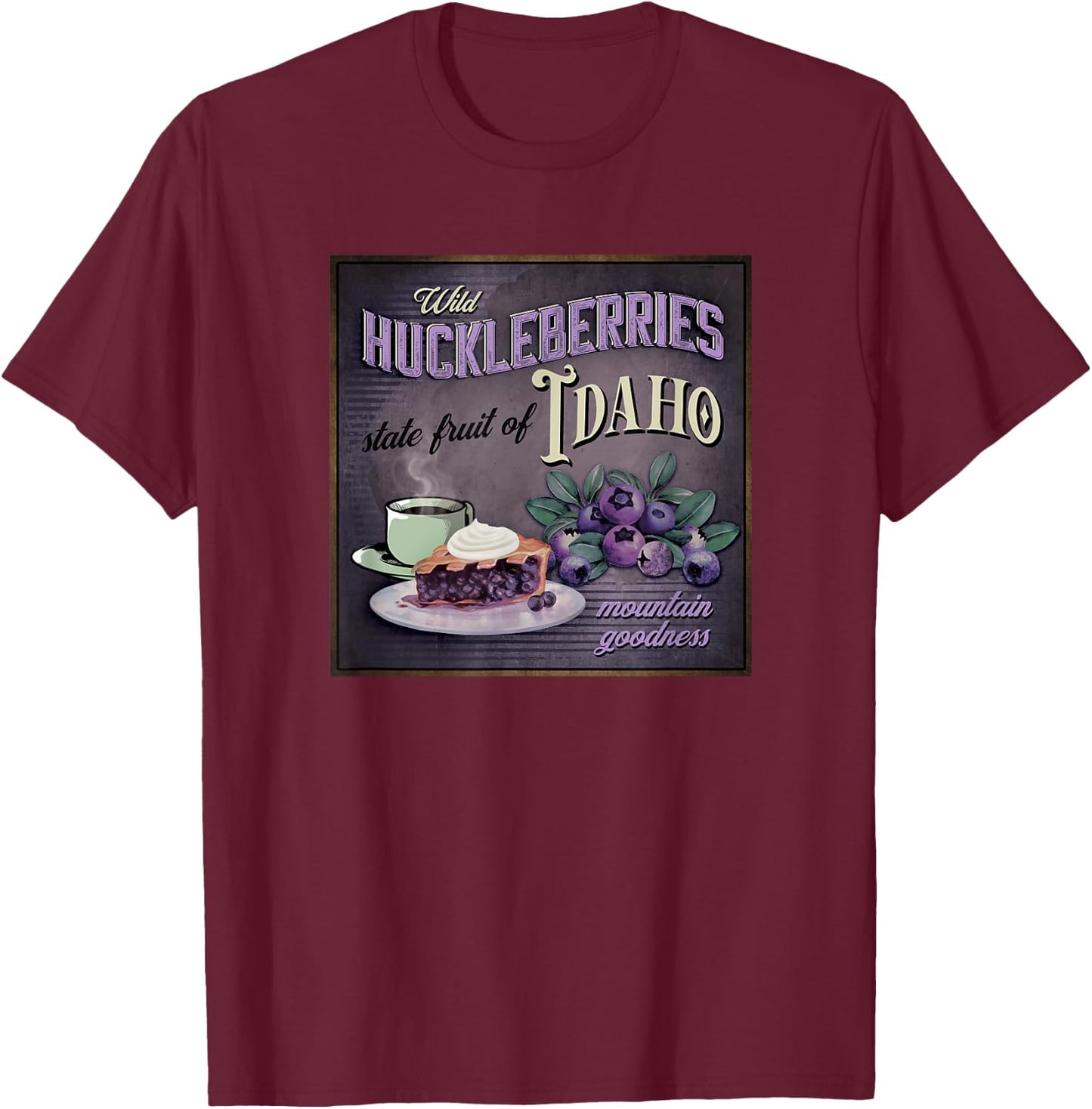 Vintage Idaho Huckleberry Huckleberries Novelty Souvenir T-Shirt - T-Shirt | Maroon