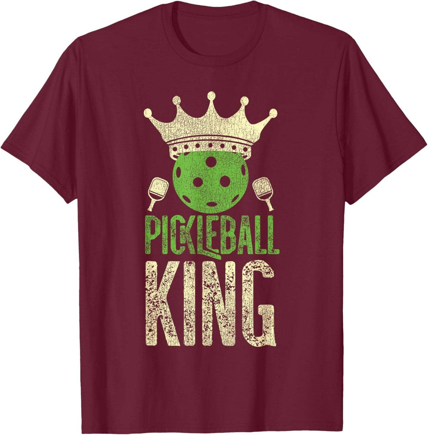Pickleball Vintage Pickleball King T-Shirt - T-Shirt | Maroon