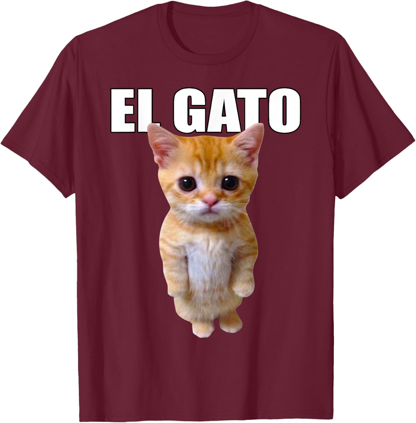 El Gato Meme Sad Crying Cat Munchkin Kitty Meme Trendy Small T-Shirt - T-Shirt | Maroon