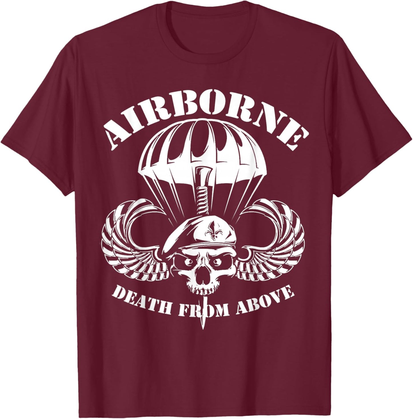 Death From Paratrooper Above US Airborne Division Veteran T-Shirt - T-Shirt | Maroon