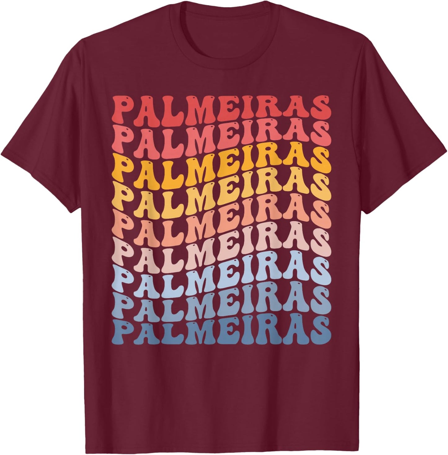 Palmeiras City Groovy Retro T-Shirt - T-Shirt | Maroon