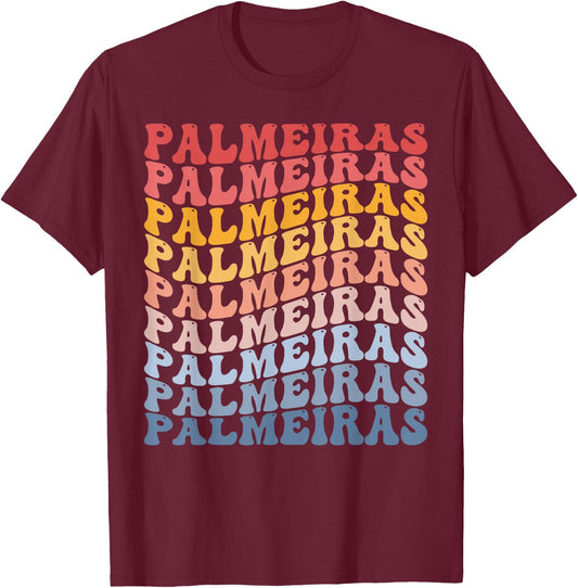 Palmeiras City Groovy Retro T-Shirt - T-Shirt | Maroon