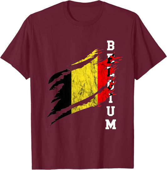 Belgium Heroic Vintage Belgium Flag Belgie Belgian Pride T-Shirt - T-Shirt | Maroon