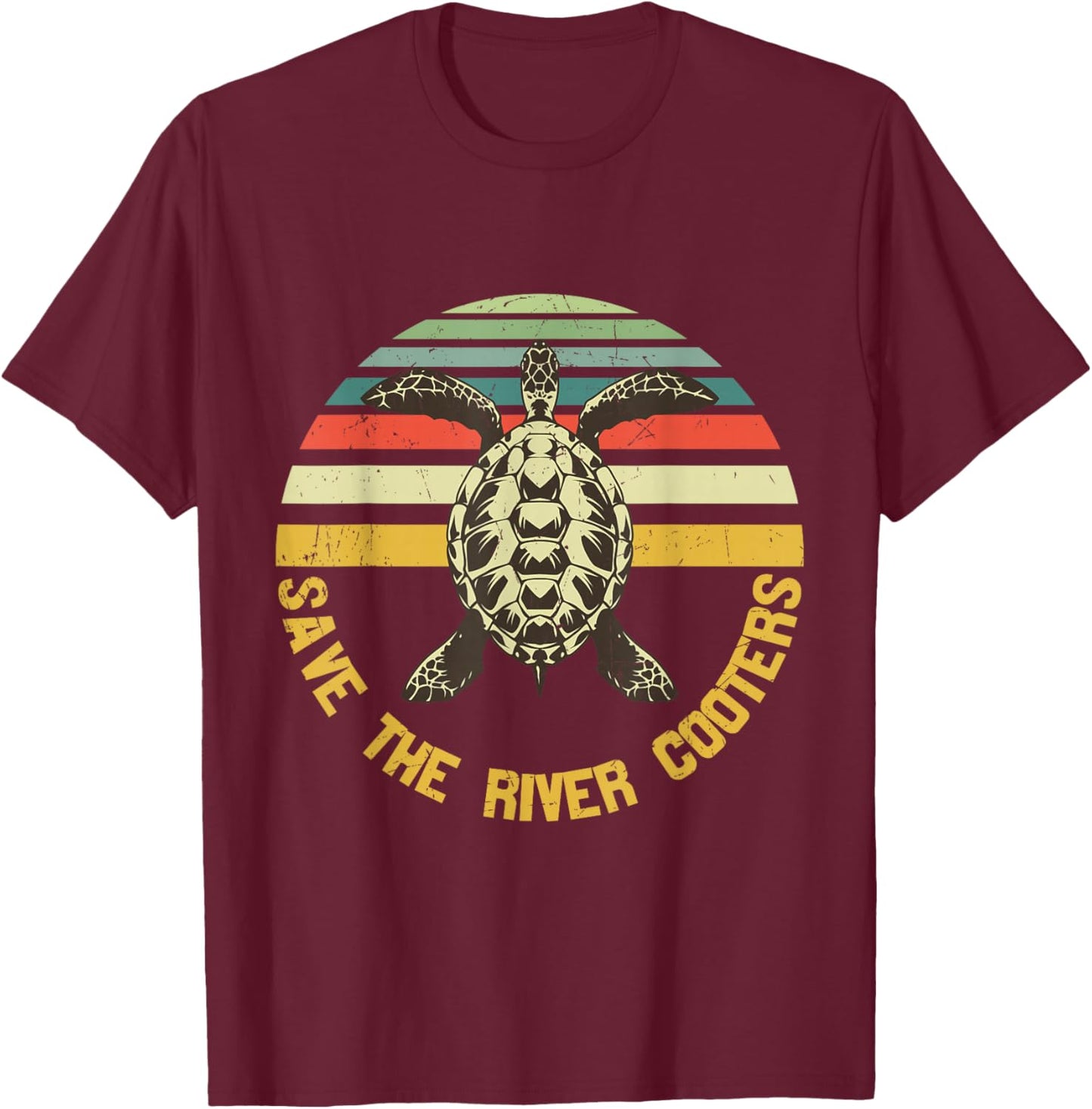 Save the River Cooters Turtles Eco-friendly T-Shirt - T-Shirt | Maroon
