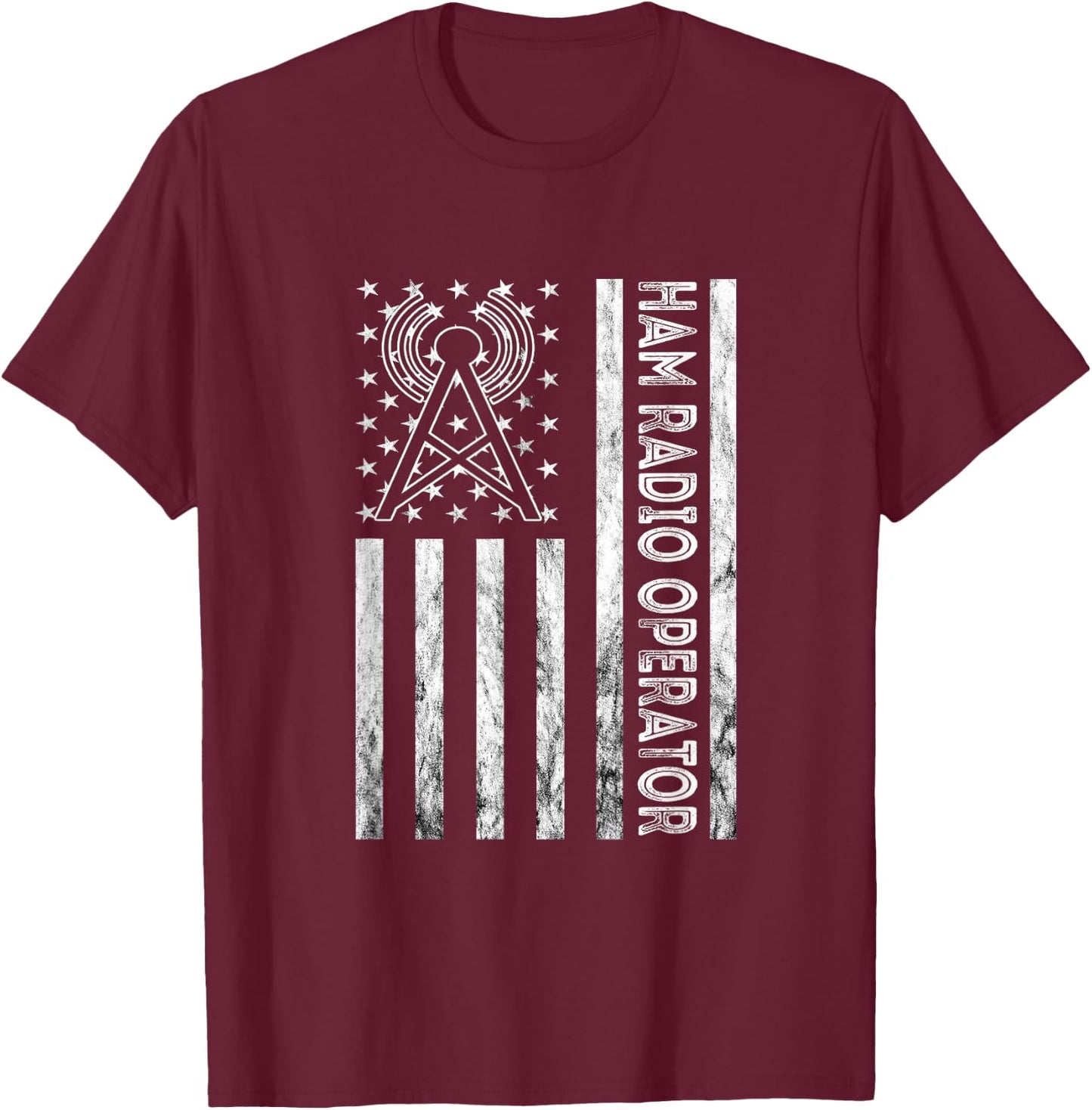 Ham Radio Operator Amateur Radio Vintage American Flag USA T-Shirt - T-Shirt | Maroon